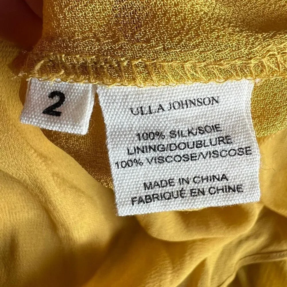 Ulla Johnson Midi Dress Sonja Honey Ruffled Chiffon 2 Silk Chiffon